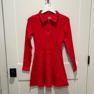 Red Long-Sleeve Athletic Dress